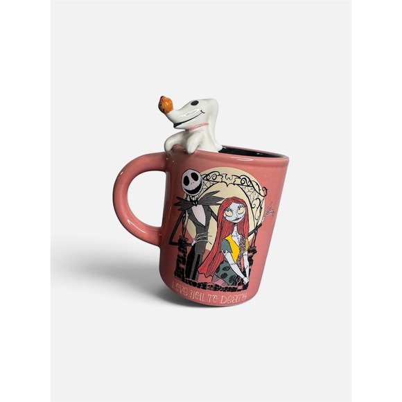 Disney Other - Disney Nightmare Before Christmas Jack Sally Zero 3D Pink Mug Love You To Death
